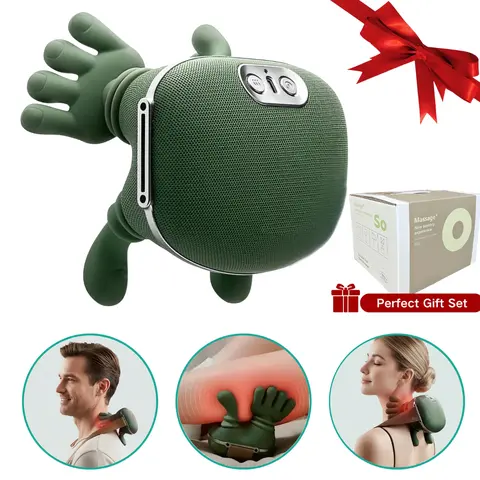 Battery Powered Cordless Heatable Shiatsu Neck Massager with Heat Therapy - 2026 Upgraded Lightweight Unisex Deep Tissue Shoulder & Back Massager for Muscle Relief, Relaxing Post-Exercise Use, Ideal Gift