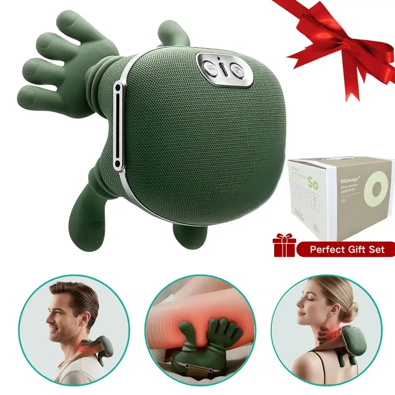 Battery Powered Cordless Heatable Shiatsu Neck Massager with Heat Therapy - 2026 Upgraded Lightweight Unisex Deep Tissue Shoulder & Back Massager for Muscle Relief, Relaxing Post-Exercise Use, Ideal Gift