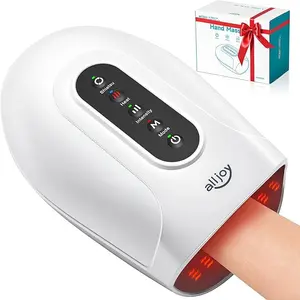 ALLJOY Roller Kneading Hand Massager for Arthritis and Carpal Tunnel Relief, Rechargeable Shiatsu Massage Machine with Heat for Finger Numbness White Acupressure