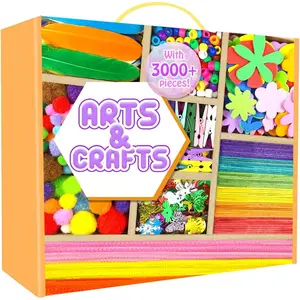 Arts and Crafts Supplies for  - 3000 count Craft Kit with Pipe Cleaners Crafts for  All in Art Crafting Box DIY School Supplies Materials Set Toys Gifts for Girls Boys  4 5 6 7 8 9 10 11 & 12