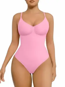 Women's Seamless Sleeveless V-Neck Tummy-Tucking Bodysuit - Smooth, Minimalist, Basic Shapewear with Elegance, Comfortable Sculpting for Snatched Waistline