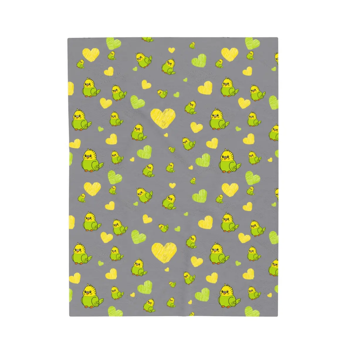 Green parakeet one side print only Velveteen Plush white color base Blanket, budgerigar themed blanket, budgie design gift, budgies owner memorial gift, green budgerigar housewarming gift Washable Soft