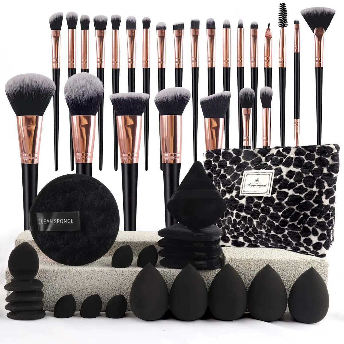 Leopard Print Black 47-Piece Set