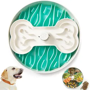4 in 1 Puzzle Feeder Dog Bowls Slow Feeder Dog Bowls Large Slow Feeding Bowl for Dogs, Dog Puzzle Game Slow Feeder for Dry and Wet Food Dog Food Bowl for Large Dogs, 9.8IN (Green)