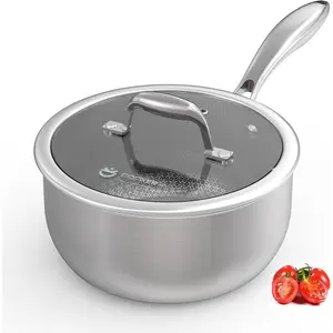 3 Quart Stainless Steel Saucepan, Nonstick Sauce Pan, Ceramic Suce Pot with Tempered Glass Lid, Induction Pot Compatible with  Cooktops, Dishwasher & Oven Safe(/PFOA/PTFE Free)