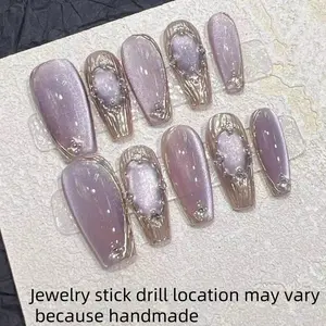 10pcs Glossy Ballerina Nails, Medium Length, DIY Nail Art Stickers, Removable Full Coverage False Nails for Women & Girls