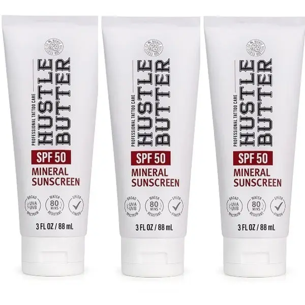 3PCS Hustle Butter Tattoo - Mineral Sunscreen Lotion, Water Resistant(3 oz) 3PCS Hustle Butter Tattoo - Mineral Sunscreen Lotion, Water Resistant(3 oz)