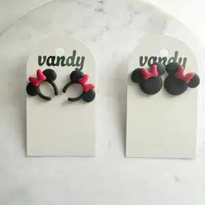 Red Bow Girl Mouse Ear Park Theme Stud Earrings Florida California Parks Mouse Earring