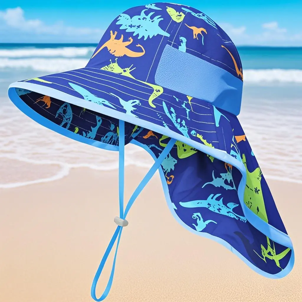 KHB28 Sun Hat UPF50+ Sun Protection Bucket Hat Toddler Summer Beach Play Hats with Neck Flap for Girl Boy Ages 3~10