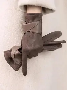 Women's Winter Suede Textured Gloves New Arrival Fleece Lined Warm Touchscreen Cycling Driving Windproof Gloves