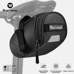 WEST BIKING Bike Saddle Bag, Waterproof Under Seat Bicycle Tail Bag with Taillight Mount, Large Capacity Reflective Cycling Seat Pack for Mountain Road Bikes, Quick Install No Leg Interference for Night Riding, Bicycle Accessories