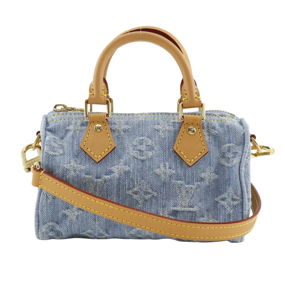 Pre-owned Louis Vuitton Denim Shoulder Bags Nano Speedy Monogram 2way Bag