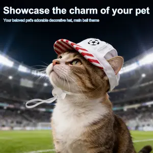 Baseball Cap Designed for Cats And Small Dogs, Featuring a Soccer Theme, Adjustable Sun Hat with Openings for Ears, an Adorable Pet Outfit for Outdoor Activities And Photography