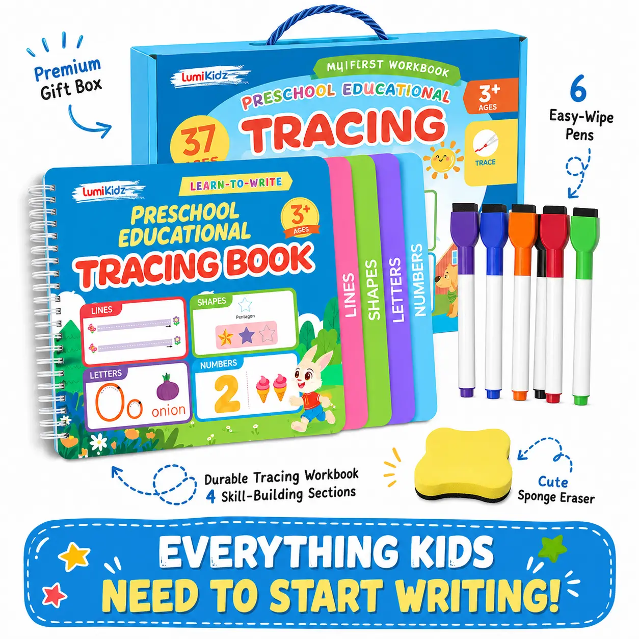 Preschool Learning Activities Educational Workbook, Reusable Pages Pre Kindergarten Workbooks, Number LetterTracing Books for Kids, Autism Learning Materials, ABC BusyBook for Kids Ages 3-7 summerwins