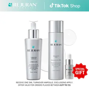 REJURAN Turnover Ampoule 1.01 fl oz & Rebalancing Toner 4.05 fl oz - c-PDRN - Anti-Aging Face Serum for Firmness, Radiance - Hydrating Soothing Facial Toner Improve Skin Texture Korean Skin Care