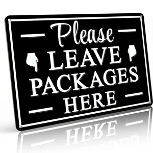 Please Leave Packages Here Funny Porch Aluminum Metal Sign - 8x12 Inch Retro Delivery Drop Off Wall Decor for Home, Entryway, Porch & Front Door - Practical Gift for Homeowners, Delivery Drivers & Porch Decor Enthusiasts