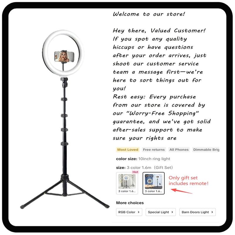 10" Adjustable Led Video Light With Extendable Tripod Stand, Ring Light For 3 Color Mode, Dimmable Selfie Light For Video Recording, Makeup, Photography, Live Stream, TikTok, Youtubers, Content Creator, Cellphone Mount#new years#valentine's