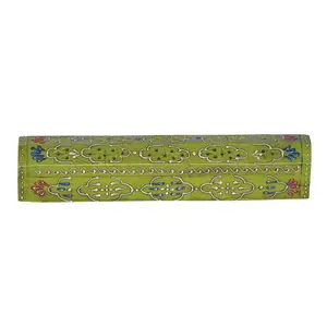 12 in. Light Green Hand-Painted Wood Incense Coffin Box