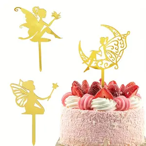 Angel & Fairy Design Cake Topper, Exquisite Acrylic Cake Decoration, Cake Decorations for Birthday Party, Party Supplies, Ornaments