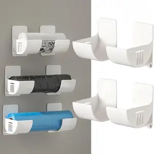 2 pairs Adjustable Plastic Storage Box, Wall-Mounted Aluminum Foil Holder, Self-Adhesive Oven Hook, Space-Saving Kitchen Organizer Rack