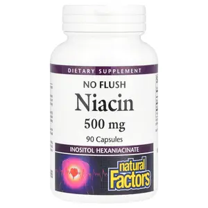 Natural Factors Niacin, No Flush , 500 mg, 90 Capsules