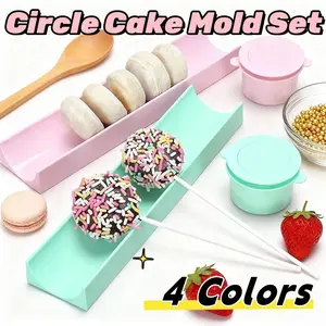 Round Cake Mold Set with Pop Tool, Baking Molds Kit for Parties Weddings Home Desserts, 4 Colors Available, Includes Push Rod