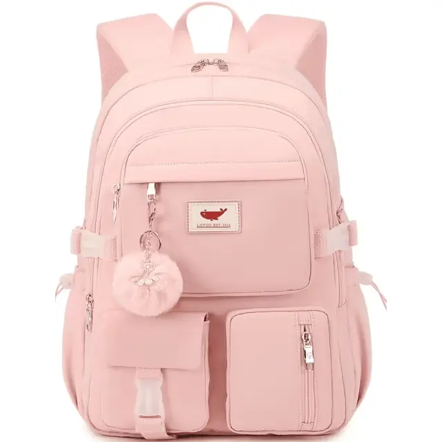 Women's Stylish Waterproof Nylon Multi-Compartment Backpack - Padded Strap, Large Capacity, Fits 15.6-In Laptop, for University Students, Elementary School Teens, Travelling, Water Resistant, Backpacks For School