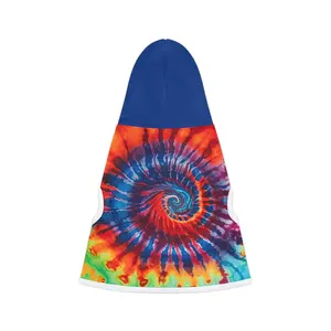 Rainbow Tie Dye Pet Hoodie - Unique Colorful Design for Pets, Soft and Comfortable Fabric, Ideal for Outdoor Activities