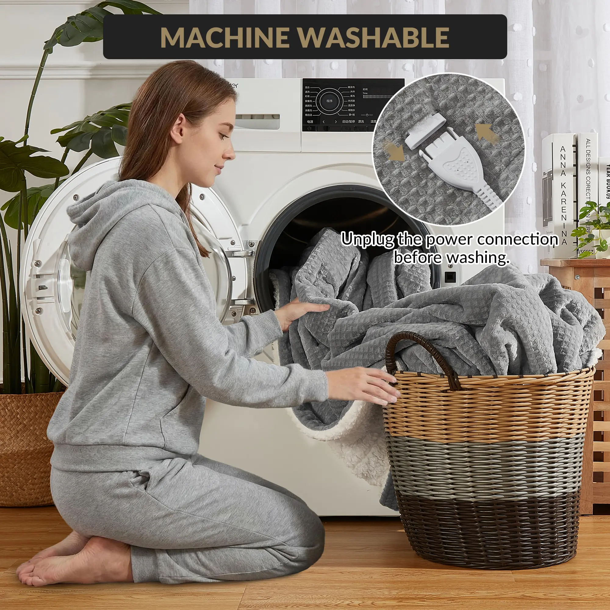 Garvee Heated Electric Blanket Full Size 72x84 Soft Flannel Waffle Weave With 4 Heat Levels And ETL Certified Auto Shut Off