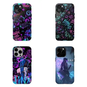 Arcane Jinx Neon Graffiti Phone Case Purple Street Art Cover Compatible with iPhone 11-17 Pro Max/Plus and Samsung Galaxy S23-25