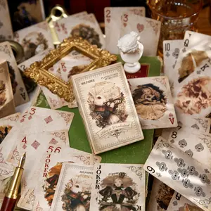 Paper Mr. Easter Bunny Doll Pattern Playing Cards - Retro Alice Series - Retro Style Animal Puzzle Entertainment Playing Cards