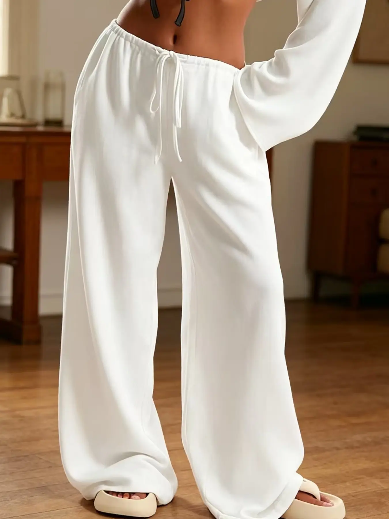 Y2K Drawstring Wide Leg Solid Pants | High Waist Baggy Casual Trousers for Women | Streetwear/Daily/Beach/Vacation Wear | #Y2KFashion #WideLegPants #BaggyPants #TikTokMadeMeBuyIt