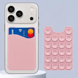 Suction Cup Wallet for Phone - Stick & Go Silicone Card Holder with Premium Waterproof Vinyl Sticker for Standard Credit Debit Cards