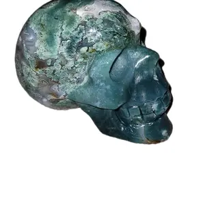 Ocean Jasper Crystal Carved Skull with Quartz Showing skulls