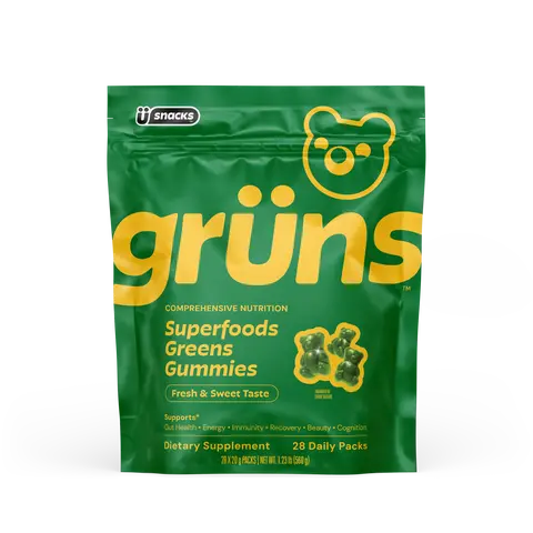 Grüns Superfood Gummy Bears: Comprehensive nutrition supplement with 60+ ingredients: Vitamins and Minerals, Prebiotics for Digestive Health, Adaptogens, Chlorophyll, Chlorella, Fruits and Vegetables, Gluten Free, Vegan, Third Party Tested