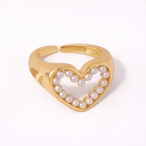 Pearl Heart Rind with adjustable band to fit any size