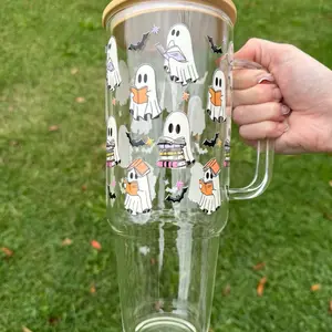 40oz Bookish Ghosties Glass Tumbler