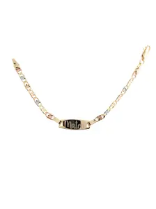 New 6-inch personalized baby bracelet in tri-color gold-filled metal. Please include the name in a note or message.
