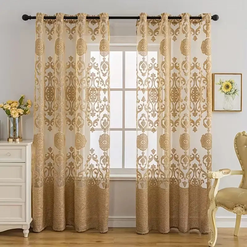 1pc #Golden Solid Color Curtain #Vintage Curtain #Satin Curtain #Luxury Curtain #European Style Curtain #Living Room Curtain #Window Treatment #Elegant Curtain #Room Decor Curtain #Window Drapes