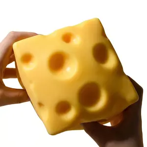 10cm cheese block squishy stress relief toy, soft texture and slow rebound.