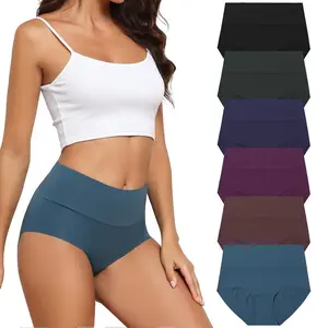 LEVAO High Waist Seamless Underwear for Women Full Coverage Brief No Show Simple Comfortable Panties 6 Pack S-XXL