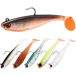 6Pcs Soft Bait for Bass Fishing,Pre-Rigged Hookhead Fishing Lures, Soft Plastic Swimbaits with Paddle Tail, Trout Bass Sinking Baits Kit for Saltwater/Freshwater, Fishing Gear and Crappie Fishing Jigs