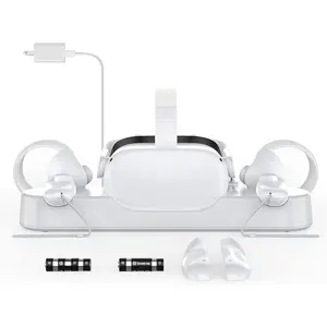 Dock Compatible for Quest 2, VR Controller and Headset Charge Simultaneously, [ Support Elite Strap with ] (with 2 Rechargeable )