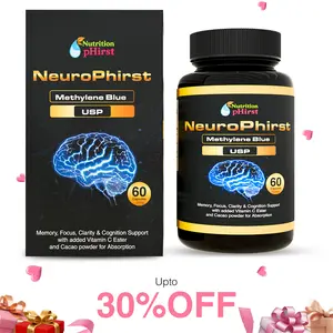 NeuroPhirst Methylene Blue Capsules - Pharmaceutical Grade Brain Support Supplement for Focus, Cognitive Clarity & Energy - 60 Capsules, 1 Month Supply