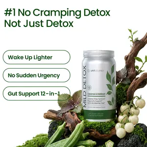 UFITJOURNEY MILD DETOX 12-in-1 Non-Stimulant Gut & Colon Cleanse | Okra Fiber & Synbiotics & 8 Botanical Extracts | Debloat & Digestive Balance Support | 60 Vegan Capsules Edible