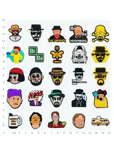 25/16pcs Cartoon Chemistry Br Ba TV Shoe Accessories, DIY Shoe Decorations, Perfect for Birthday Gifts, Daily Wear, Crocs Fashion Accessories，Includes BreakingBad Walter party gift