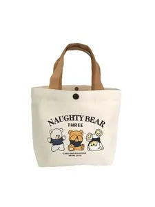 Mini Handbags Cute Cartoon Canvas Tote Bag Big Capacity Storage Bags Women