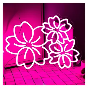 Sign Illuminated Cherry Flower Neon Sign Dimmable LED Light USB Powered Night Lamp For Home Drawing Room Wall Decor 38cm×29.6cm Sign Lamp