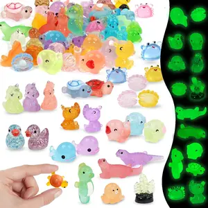 Luminous Mini   to , 72 count Small  Figurines  Plastic  Bulk Glow in The Dark, Little Ducks Miniature Turtles  Unicorns for Fairy Garden Aquarium Decor