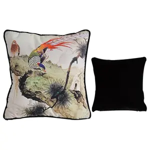 R. Nest Natural Bird Art Pillow